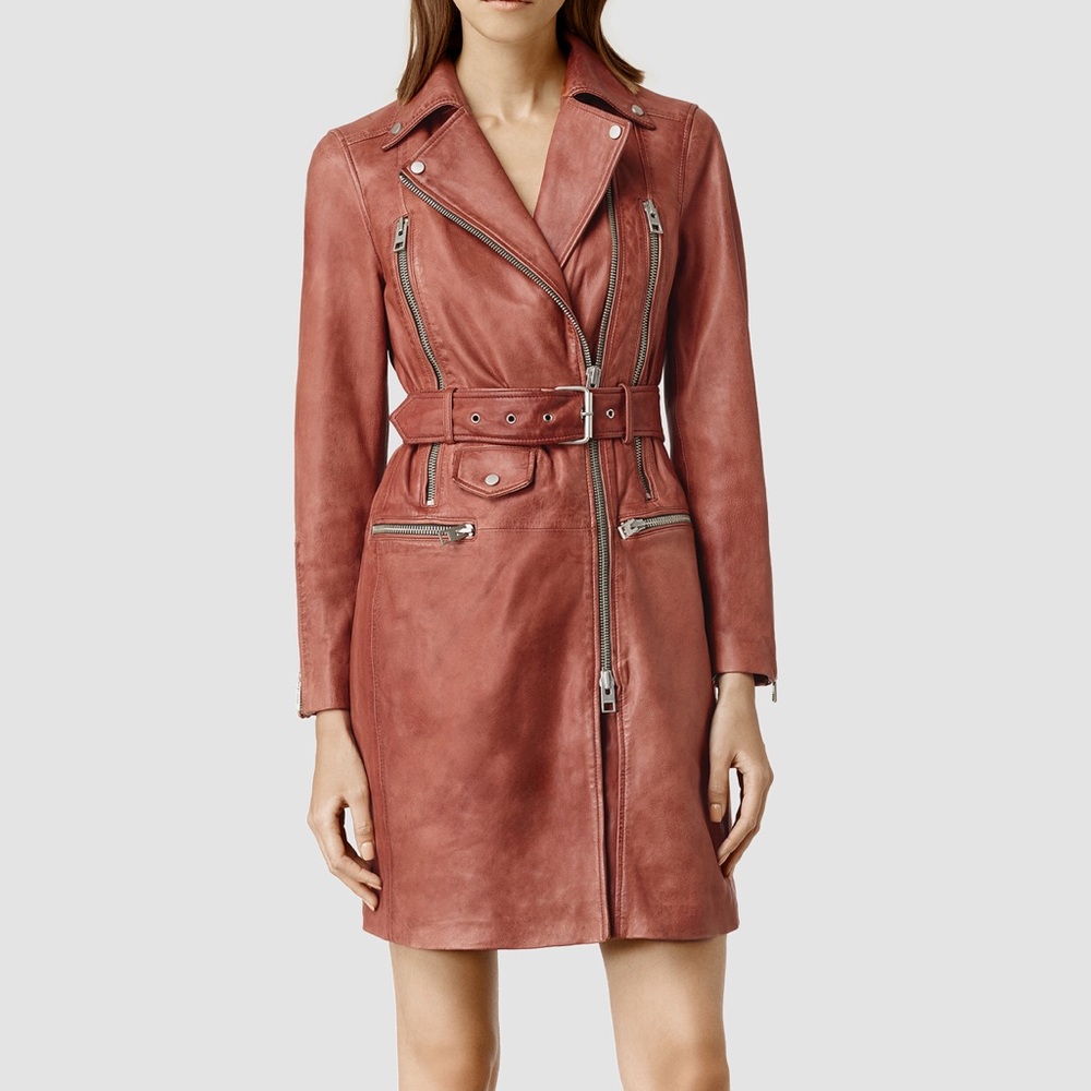 All Saints Red Leather Jacket